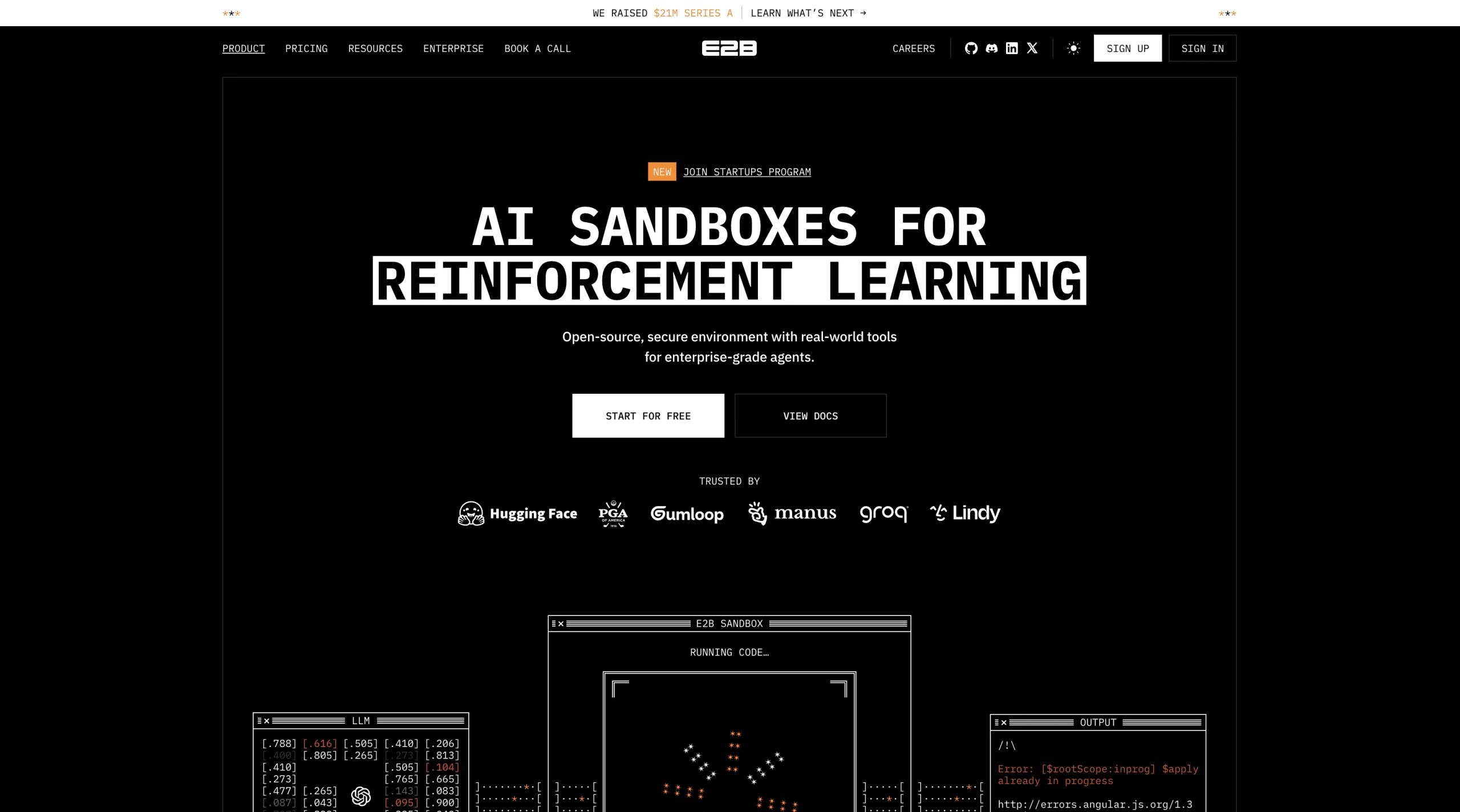 E2B landing page