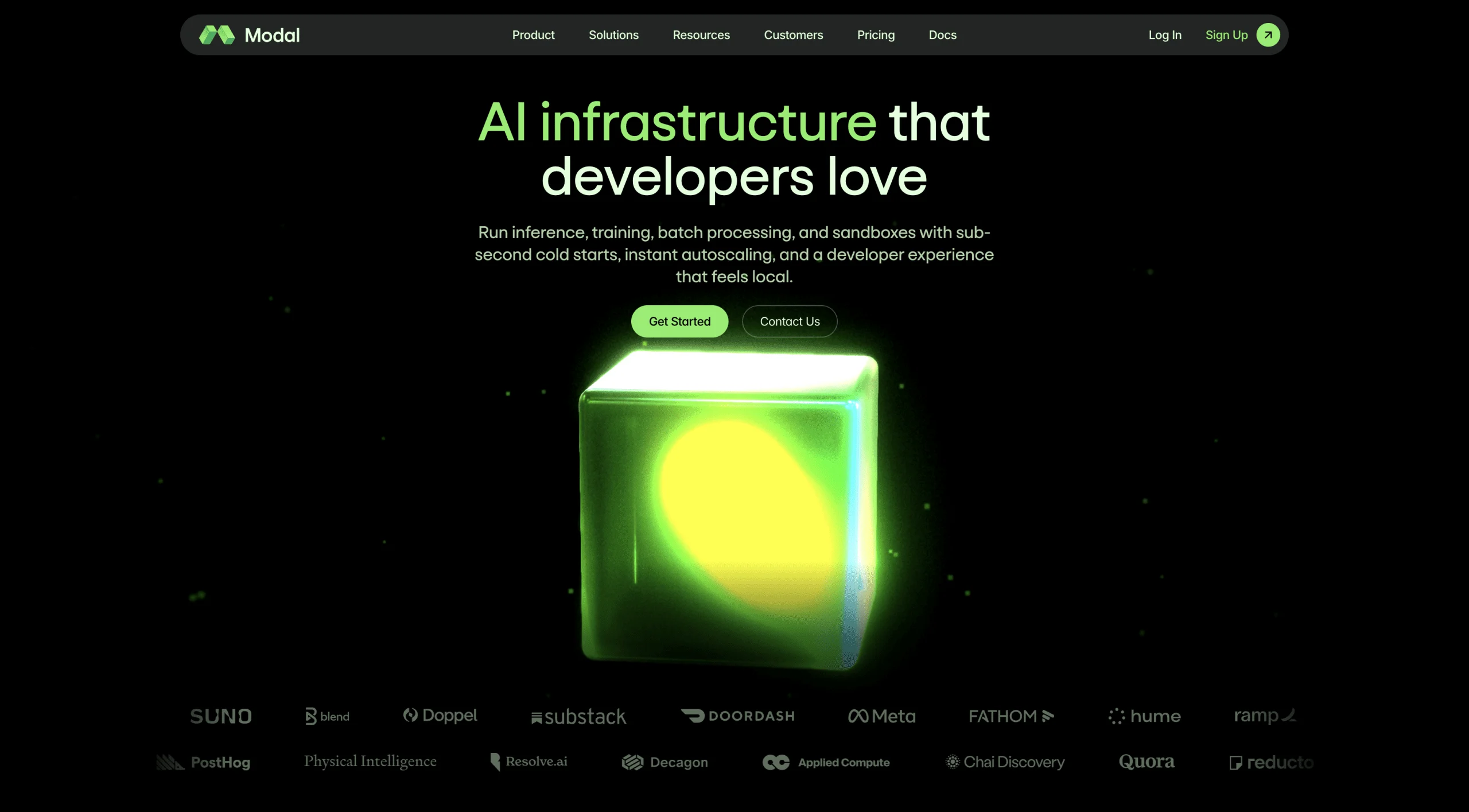 Modal landing page