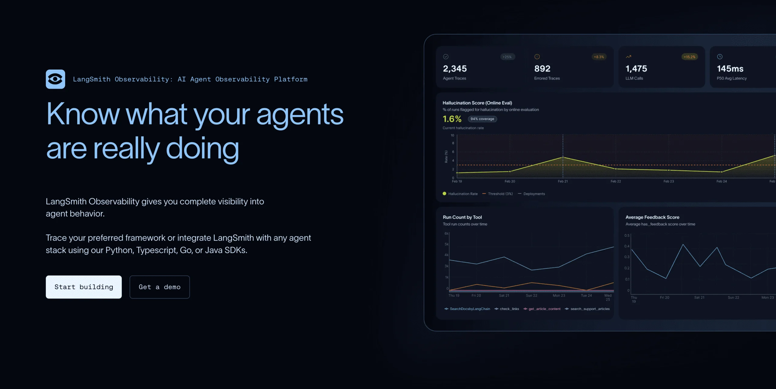 LangSmith landing page
