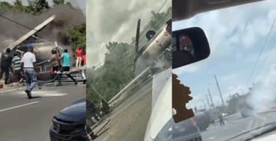 Camión de combustible se incendia tras siniestro vial en Santo Domingo Este