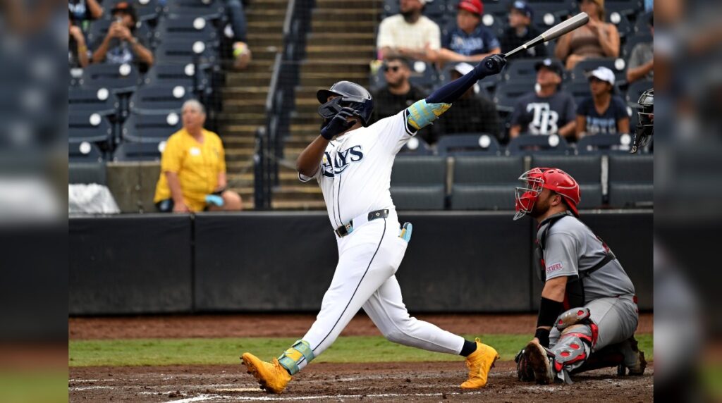 Junior Caminero celebró futura paternidad con un grand slam
