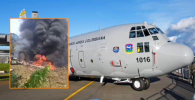 Avión militar lleno de soldados sufre incidente al despegar en Colombia