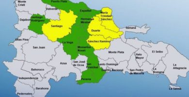 Mantienen cuatro provincias en alerta amarilla y ocho en verde por efectos de vaguada