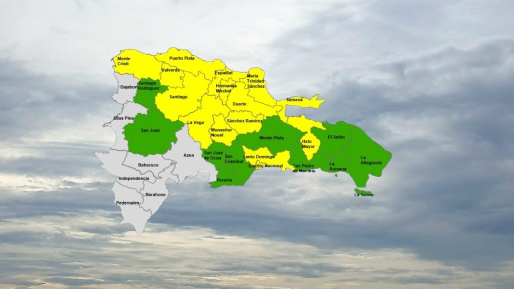 Elevan a 14 las provincias en alerta amarilla; 10 permanecen en verde por incidencia de vaguada
