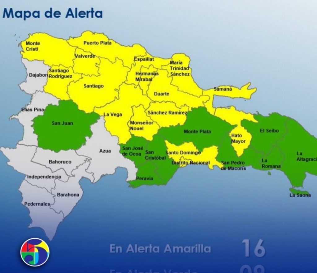 COE eleva a 15 provincias y el DN en alerta amarilla por lluvias