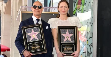 Emily Blunt y Stanley Tucci reciben estrella en el Paseo de la Fama de Hollywood