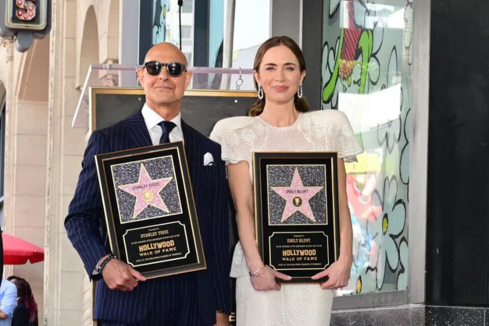 Emily Blunt y Stanley Tucci reciben estrella en el Paseo de la Fama de Hollywood