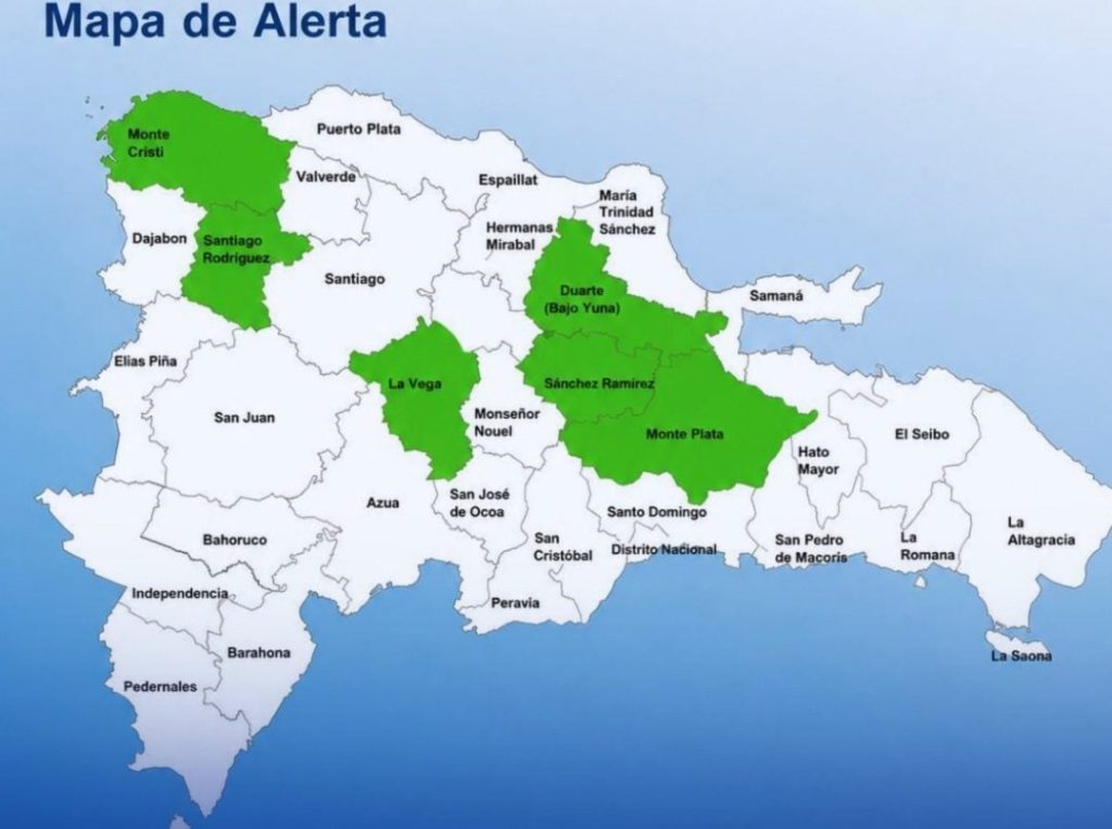Mantienen seis provincias en alerta verde por sistema de alta presión en el país