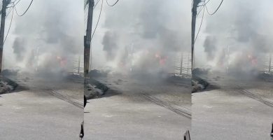 Camión con pacas de heno se prende en fuego en La Altagracia