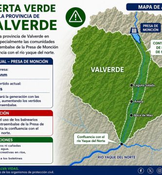 COE coloca en alerta verde a Valverde por aumento del caudal de ríos y presas