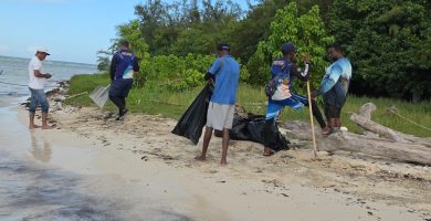 Brigada de Politur limpia Isla Los Pinos en Boca Chica