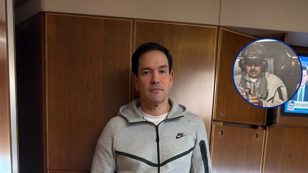 Marco Rubio posa con la famosa ropa Nike del arresto de Nicolás Maduro