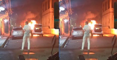 Reportan incendio de dos vehículos en la Zona Colonial