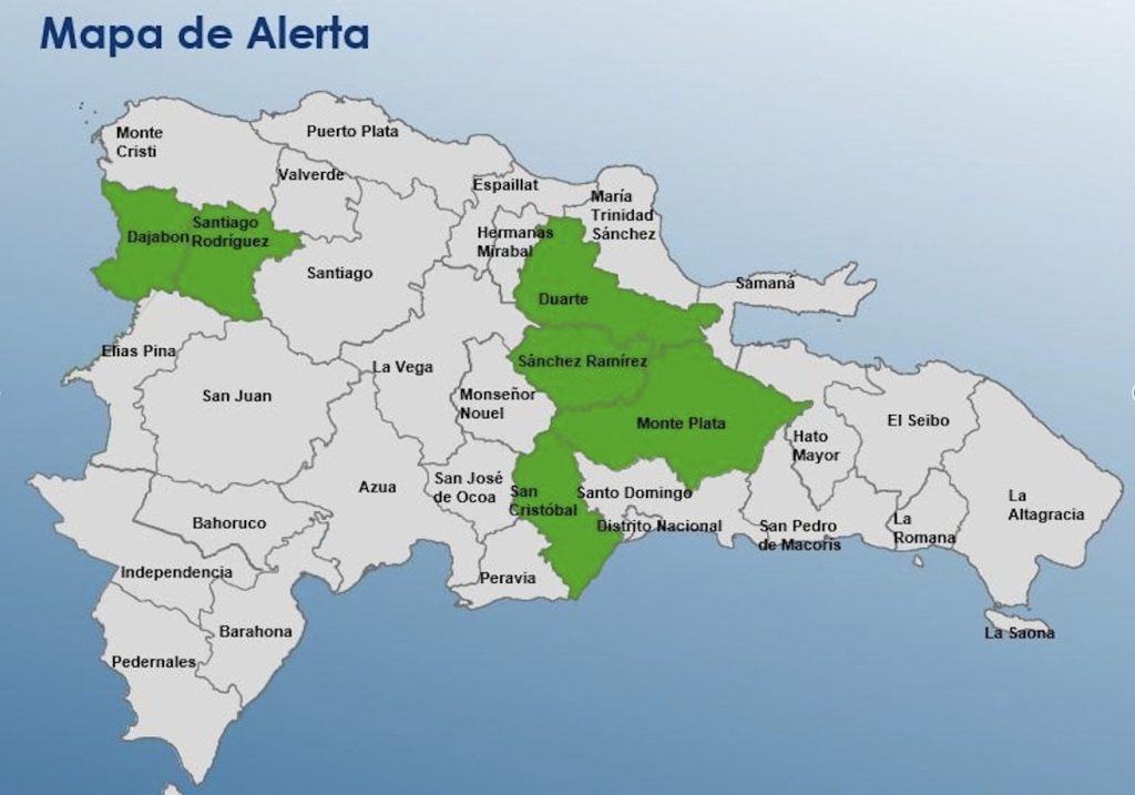COE mantiene seis provincias en alerta verde por vaguada e inestabilidad