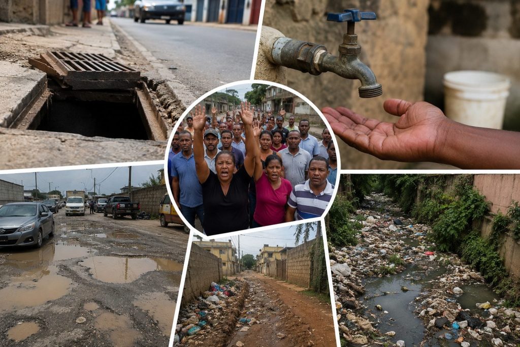 Sin agua, calles dañadas y basura: denuncian crisis en sectores del Gran Santo Domingo