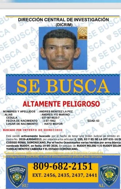 PN activa búsqueda de hombre acusado de matar a puñaladas a otro en Hato Mayor