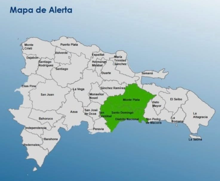 COE coloca tres provincias y el Distrito Nacional en alerta verde
