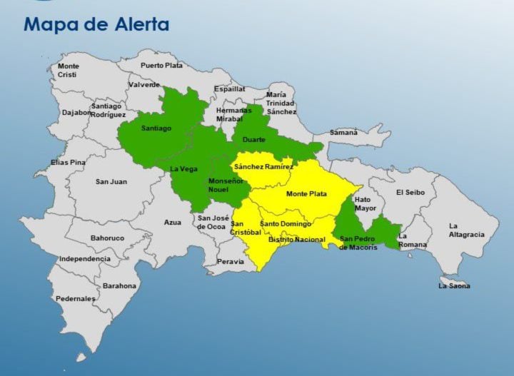 Vaguada provoca alertas en nueve provincias y el Distrito Nacional