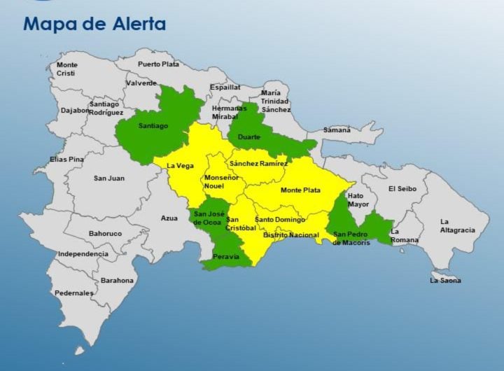COE aumenta provincias en alerta amarilla por fuertes lluvias