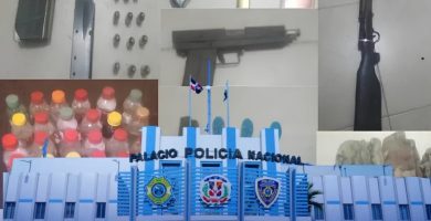 Allanamientos en Barahona y Cabral dejan armas, pertrechos militares y alcohol adulterado incautados