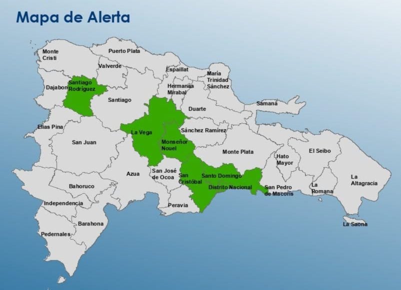 COE coloca cinco provincias y el DN en alerta verde por vaguada