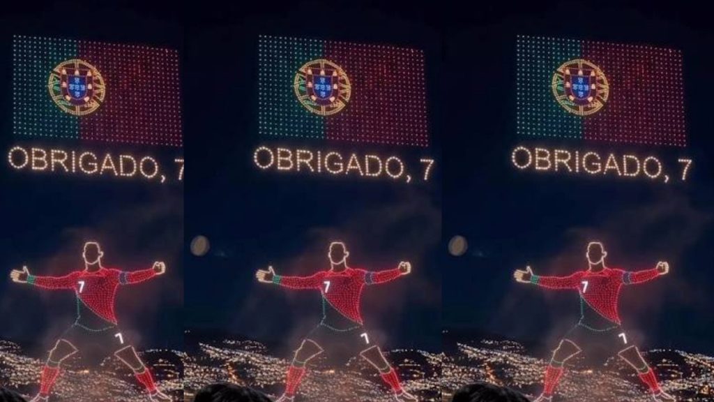 Cristiano Ronaldo recibe un homenaje con más de 8.000 drones que iluminaron el cielo