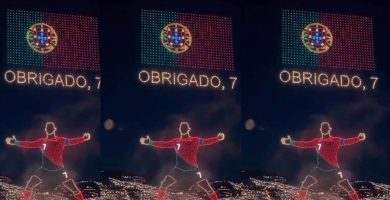 Cristiano Ronaldo recibe un homenaje con más de 8.000 drones que iluminaron el cielo