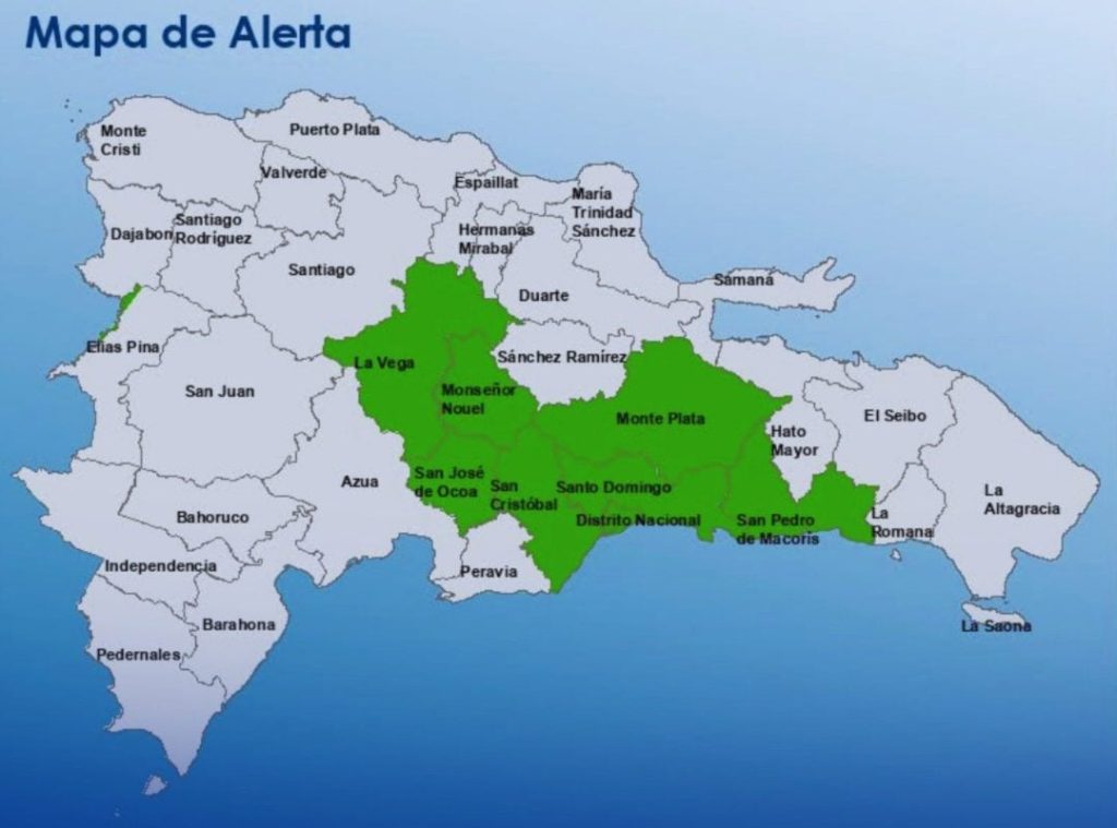 COE coloca ocho demarcaciones en alerta verde por lluvias