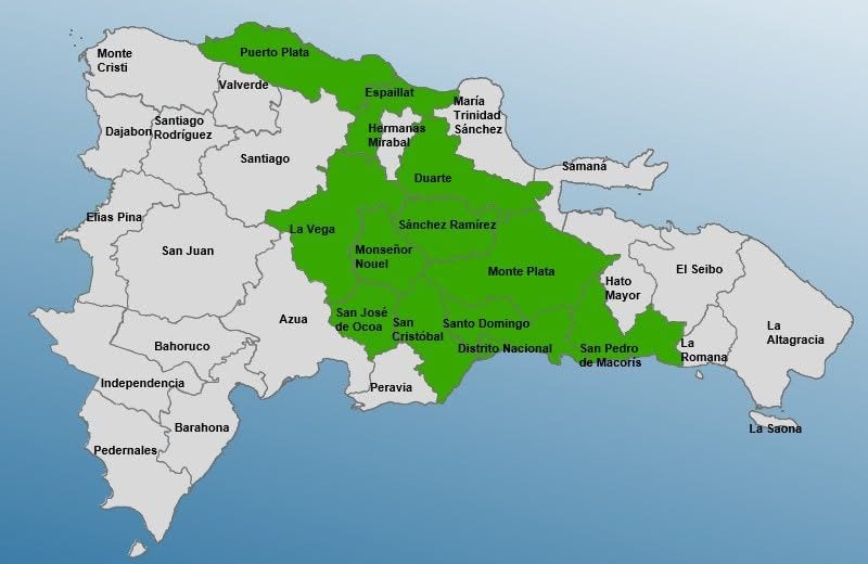 COE coloca 11 provincias y el Distrito Nacional en alerta verde por vaguada y onda tropical