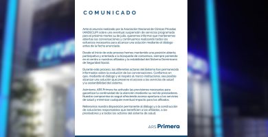 ARS Primera: ‘Mantenemos las conversaciones abiertas’ ante la amenaza de suspensión de servicios’