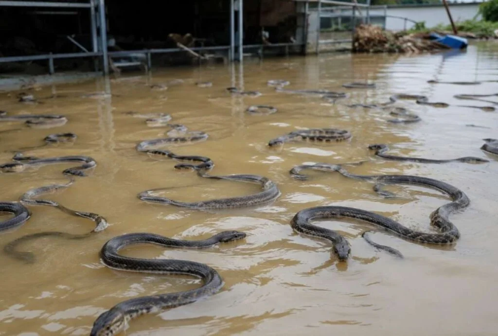 Inundaciones por tifón Maysak en China causan fuga de 900 serpientes, algunas venenosas