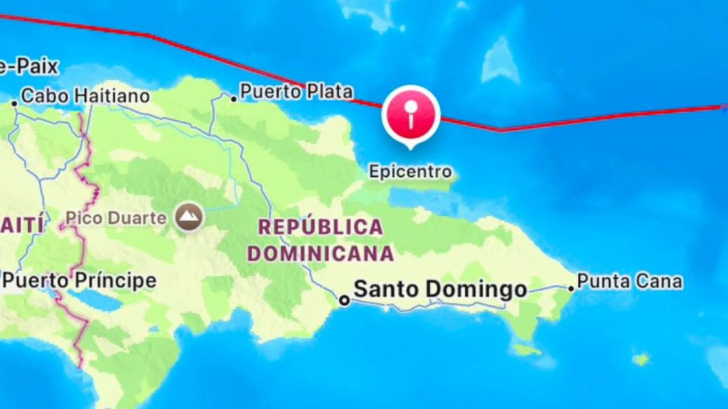 Se registra temblor de tierra al norte de la República Dominicana