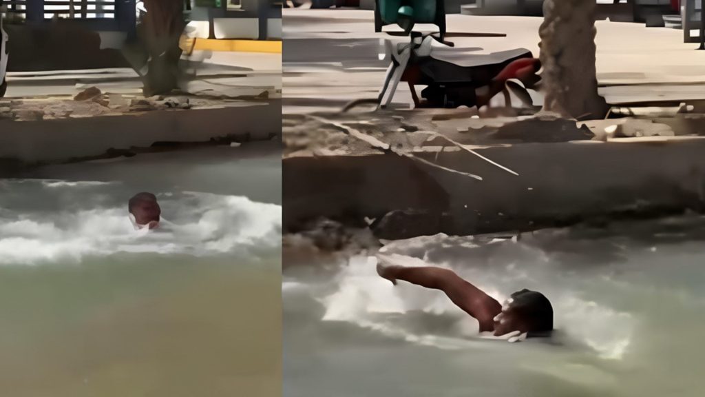 Aprovechando el calor, convierten en balneario una obra inconclusa en Mao