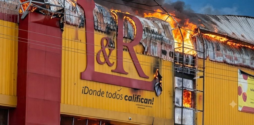 Autoridades controlan incendio en L&R Comercial; reportan 17 detenidos por saqueos
