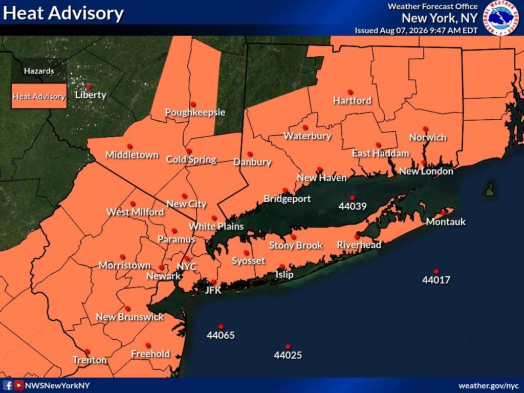 Alerta de calor extremo y humedad en Nueva York y área triestatal sin alivio hasta el 13 de agosto